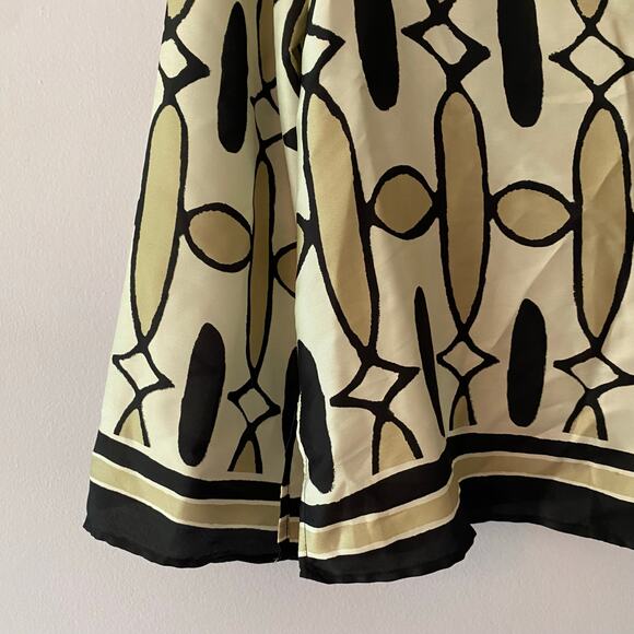 ZARA Tan Black Button Down Long Sleeve Shirt Geometric Print Women's size Small - Picture 5 of 10